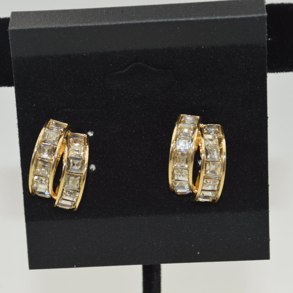 Women's Double Half Circle Stud Earrings